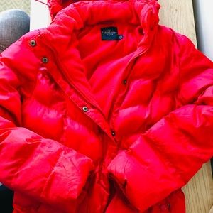 Bright red cotton coat/Vegan